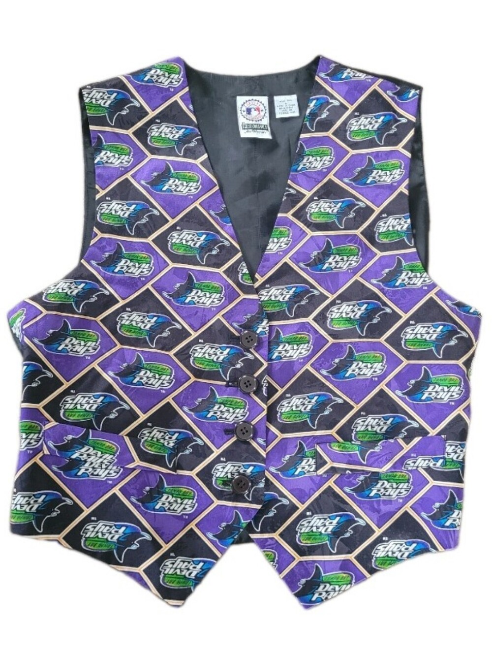 Vintage pro merchandise devil rays women’s silk open front vest baseball Size S